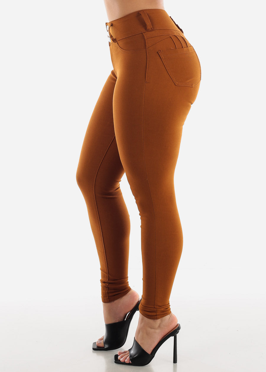 High Waist Butt Lift Levanta Cola Brown Jeggings