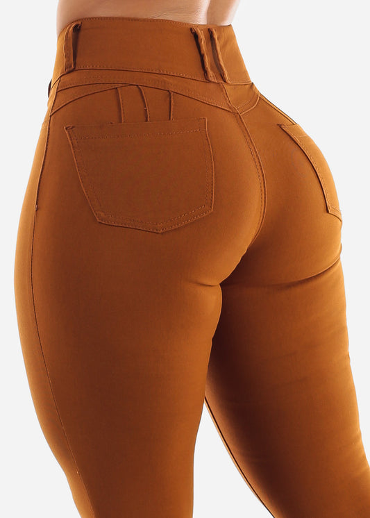 High Waist Butt Lift Levanta Cola Brown Jeggings