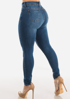 Classic Mid Rise Stretchy Whiskered Skinny Jeans