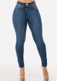 Classic Mid Rise Stretchy Whiskered Skinny Jeans