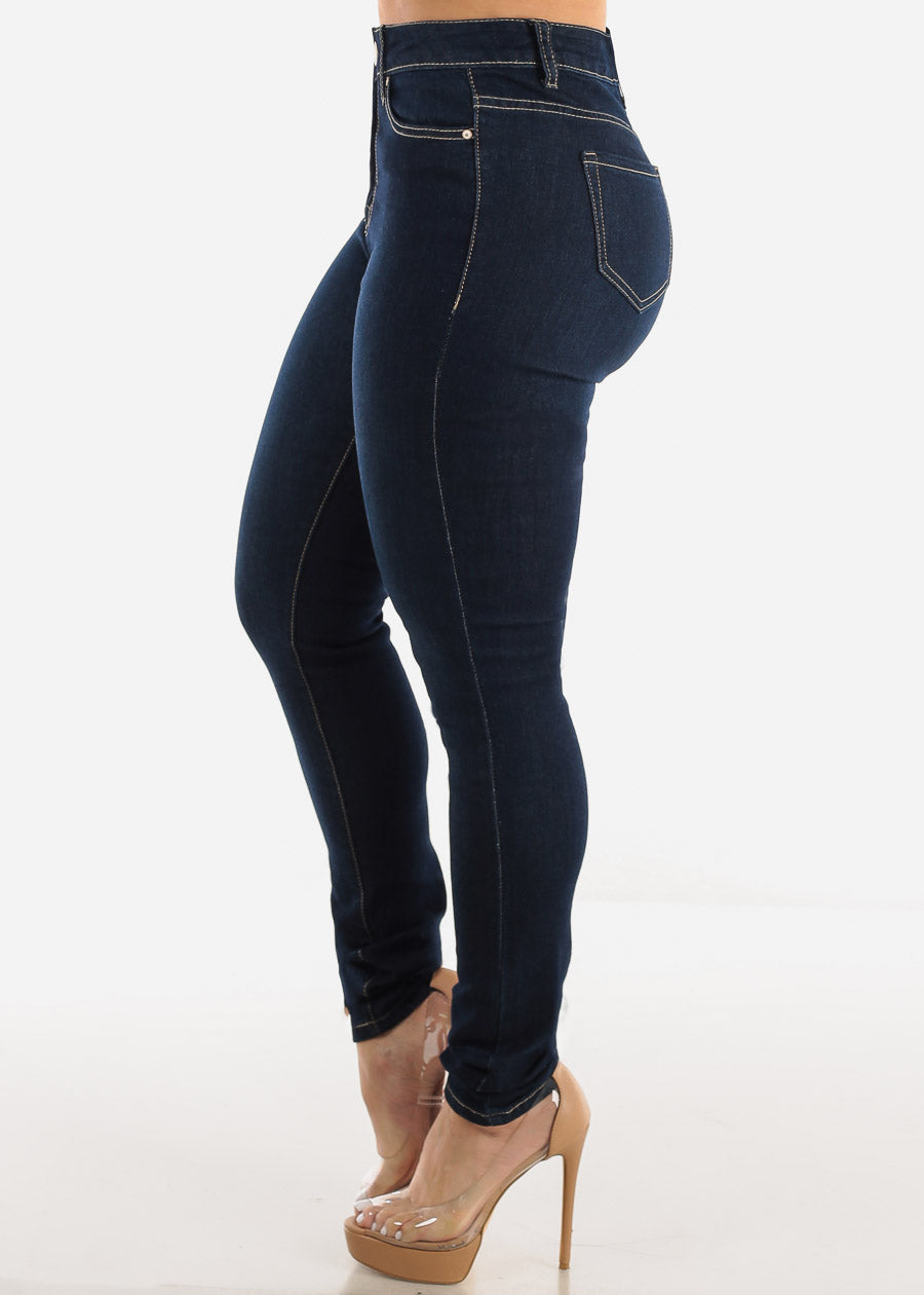 High Waisted Classic Stretchy Dark Skinny Jeans