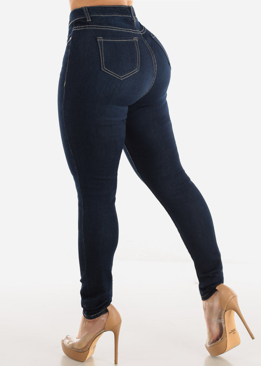 High Waisted Classic Stretchy Dark Skinny Jeans