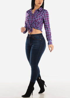 Classic Mid Rise Stretchy Whiskered Dark Skinny Jeans
