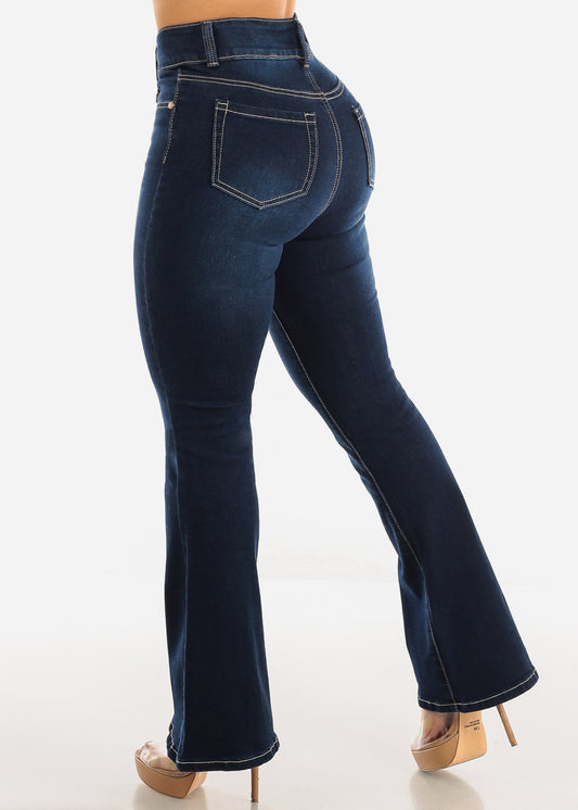 Dark Wash High Rise Butt Lifting Flared Bootcut Jeans