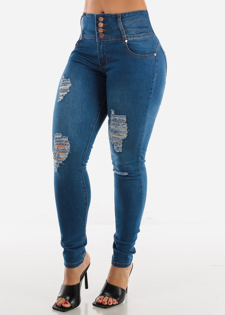 High Waisted Levanta Cola Distressed Jeans