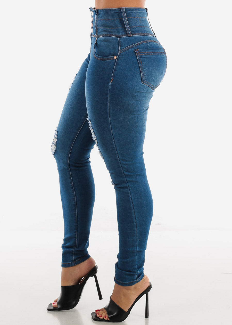 High Waisted Levanta Cola Distressed Jeans