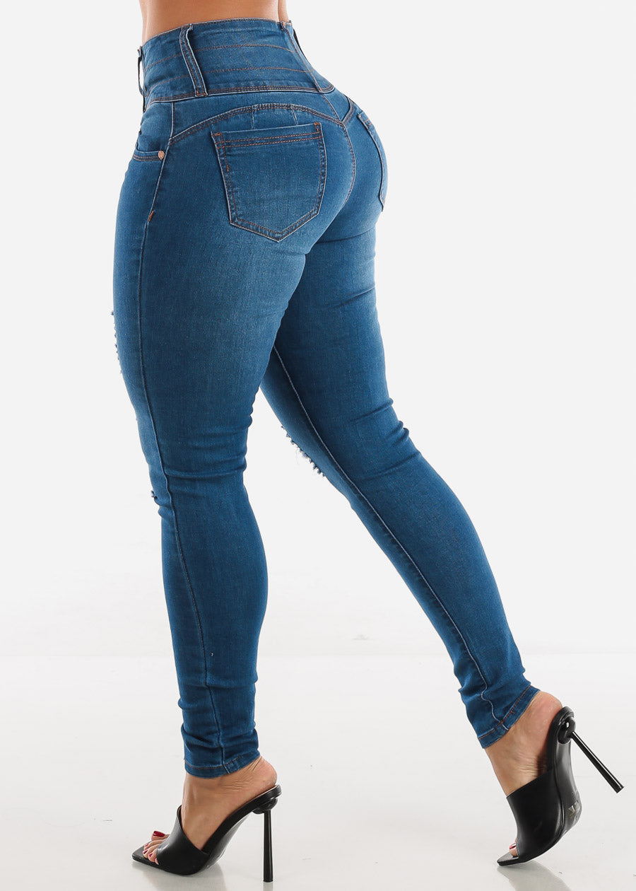 High Waisted Levanta Cola Distressed Jeans