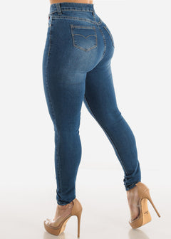 Classic High Waist Stretchy Whiskered Skinny Jeans