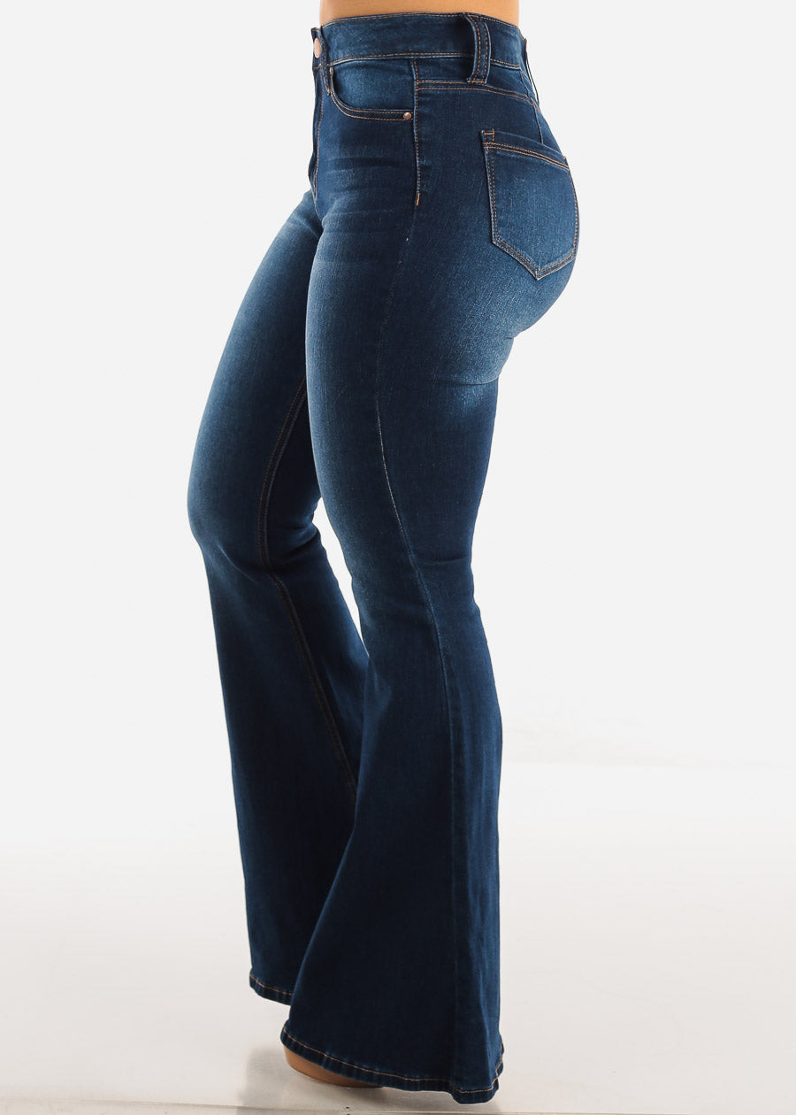 High Waist Butt Lifting Flared Bootcut Jeans Dark Wash