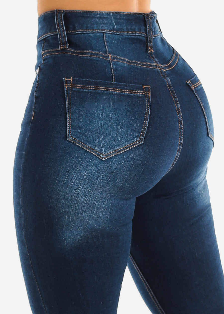 High Waist Butt Lifting Flared Bootcut Jeans Dark Wash