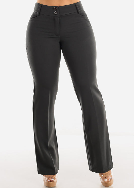 High Waisted Charcoal Bootcut Dress Pants