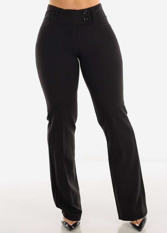 Black High Waisted Stretchy Bootcut Dress Pants