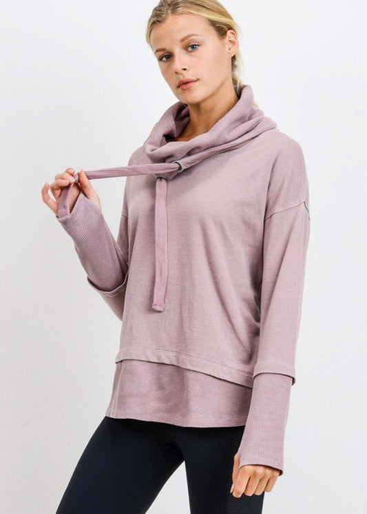 Cowl Neckline Dusty Pink Pullover