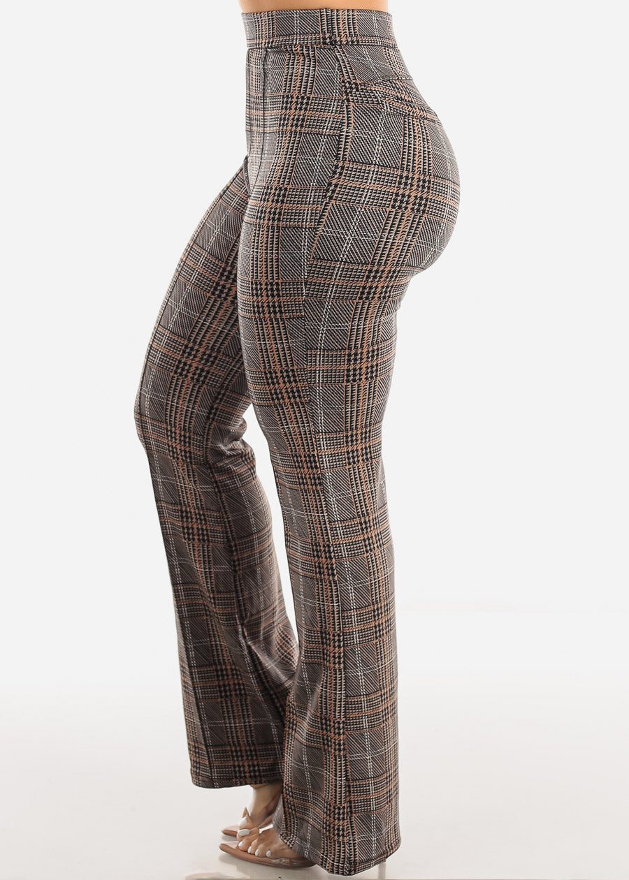 Dressy Pull On Printed Wide Leg Pants Brown