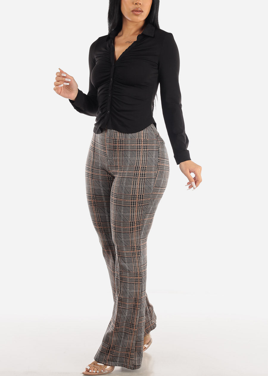 Dressy Pull On Printed Wide Leg Pants Brown