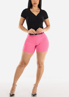Butt Lifting Stretch Shorts Hot Pink w Belt