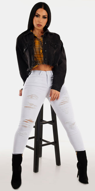 3 Pc Graphic Ripped Skinnies Outfit