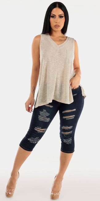 Knit Tunic Ripped Denim Outfit