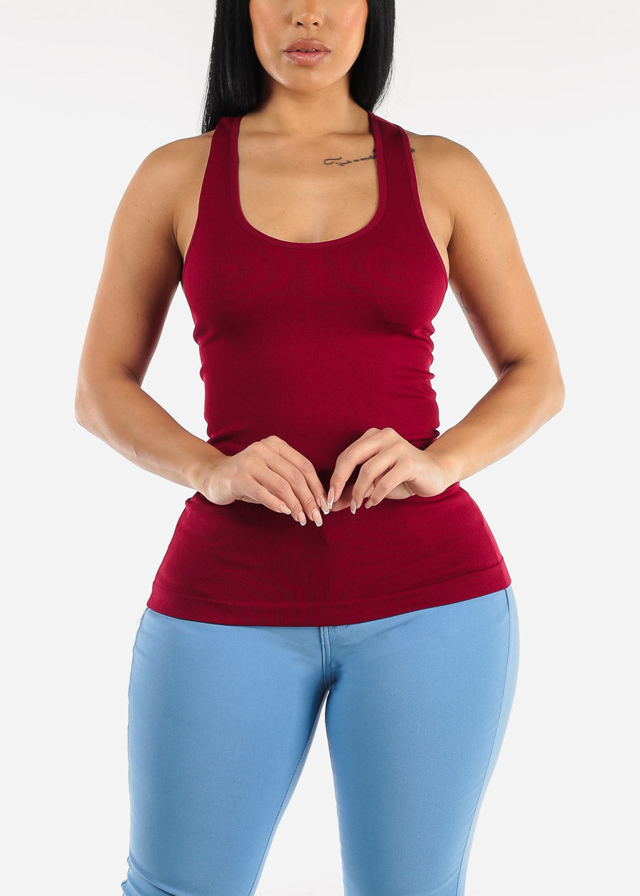 One Size Racerback Seamless Top (Burgundy)