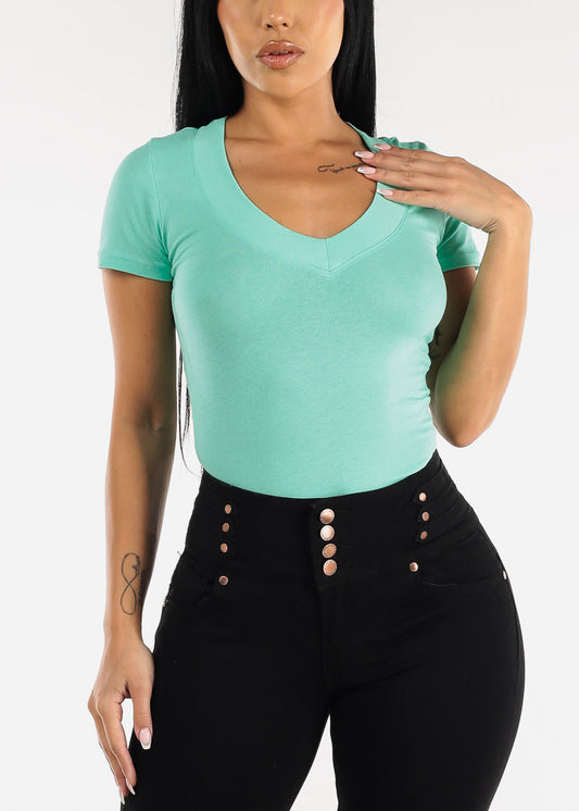 V-neck Basic T-Shirt (Mint)