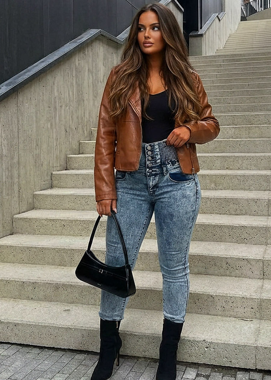 Pleather Black Levantacola Denim Trio