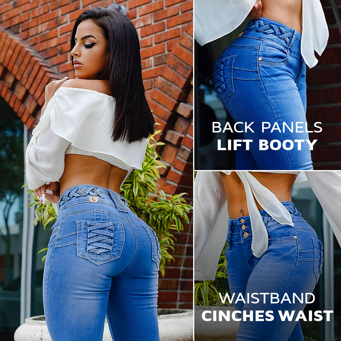 MX Jeans Back Panels Lift Booty & Waistband Cinches Your Waist