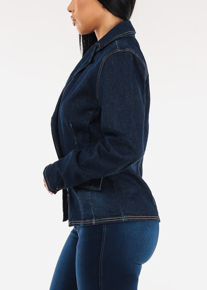 Long Sleeve Dark Wash Denim Blazer