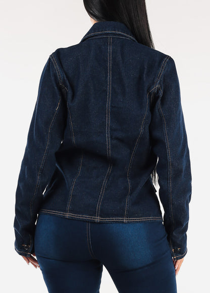Long Sleeve Dark Wash Denim Blazer