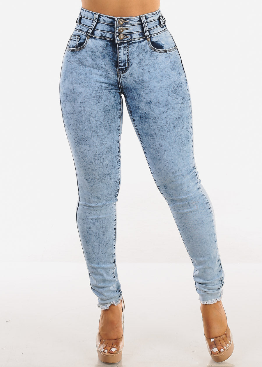 MX JEANS Butt Lift High Waist Acid Wash Skinny Jeans