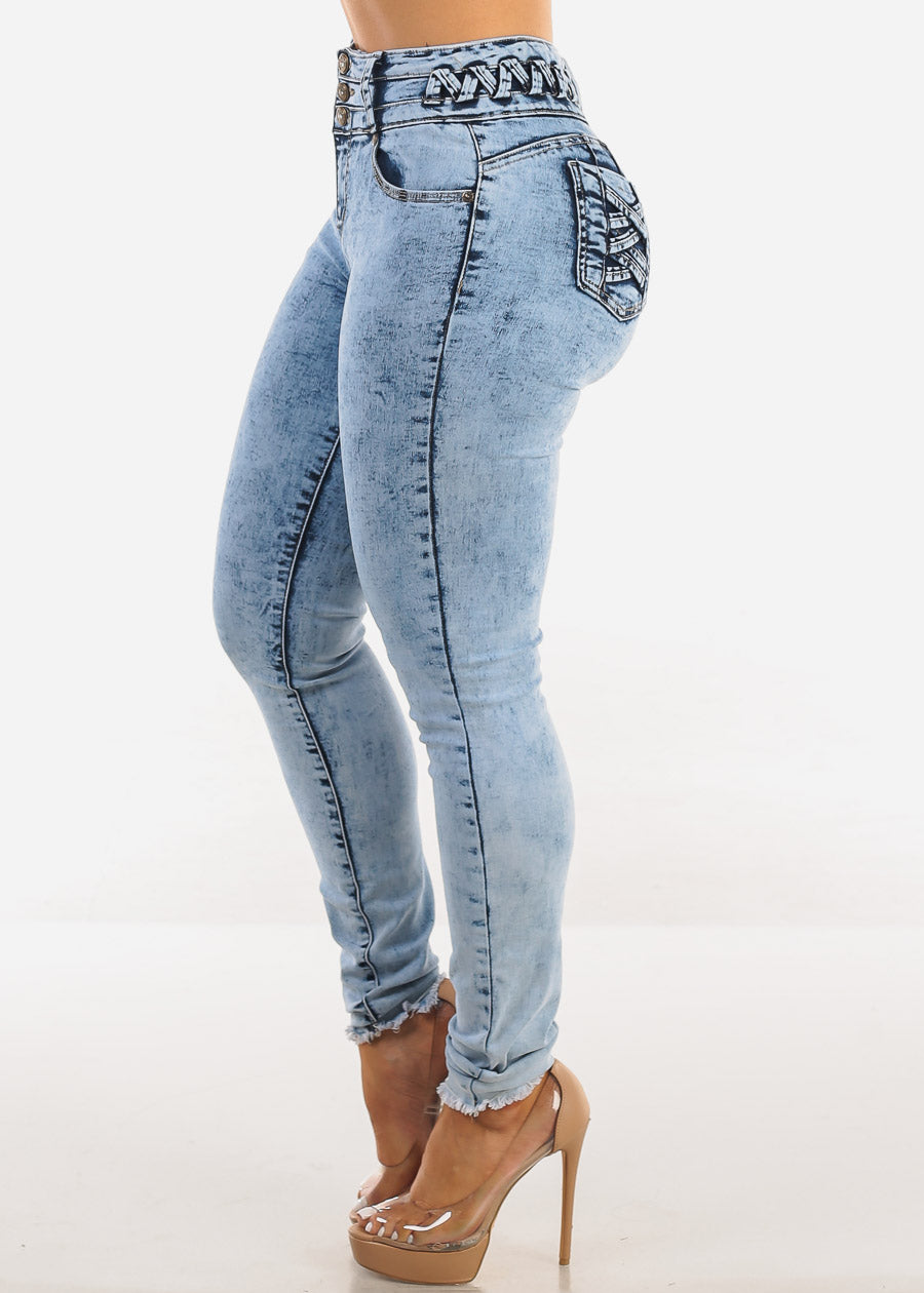 MX JEANS Butt Lift High Waist Acid Wash Skinny Jeans