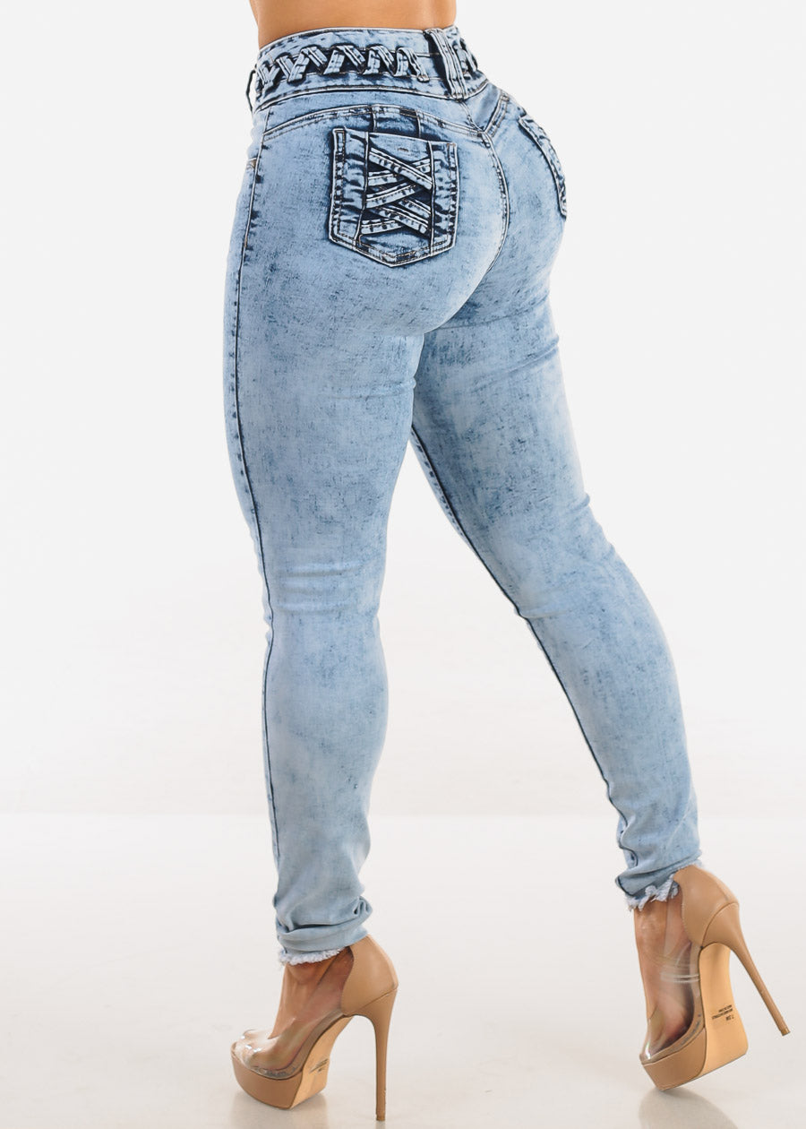 MX JEANS Butt Lift High Waist Acid Wash Skinny Jeans