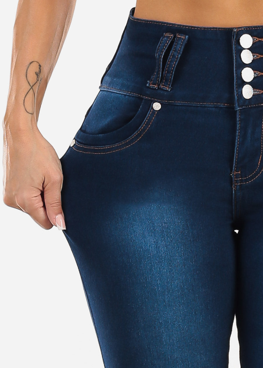 Butt Lift High Waist Stretch Skinny Jeans Dark Wash