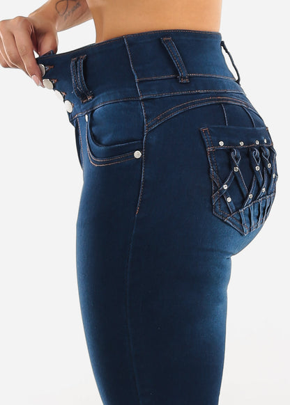 Butt Lift High Waist Stretch Skinny Jeans Dark Wash