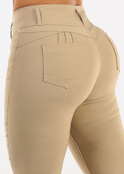 MX JEANS Butt Lift Hyper Stretch Bootcut Pants Khaki