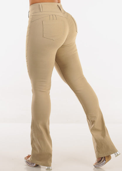 MX JEANS Butt Lift Hyper Stretch Bootcut Pants Khaki