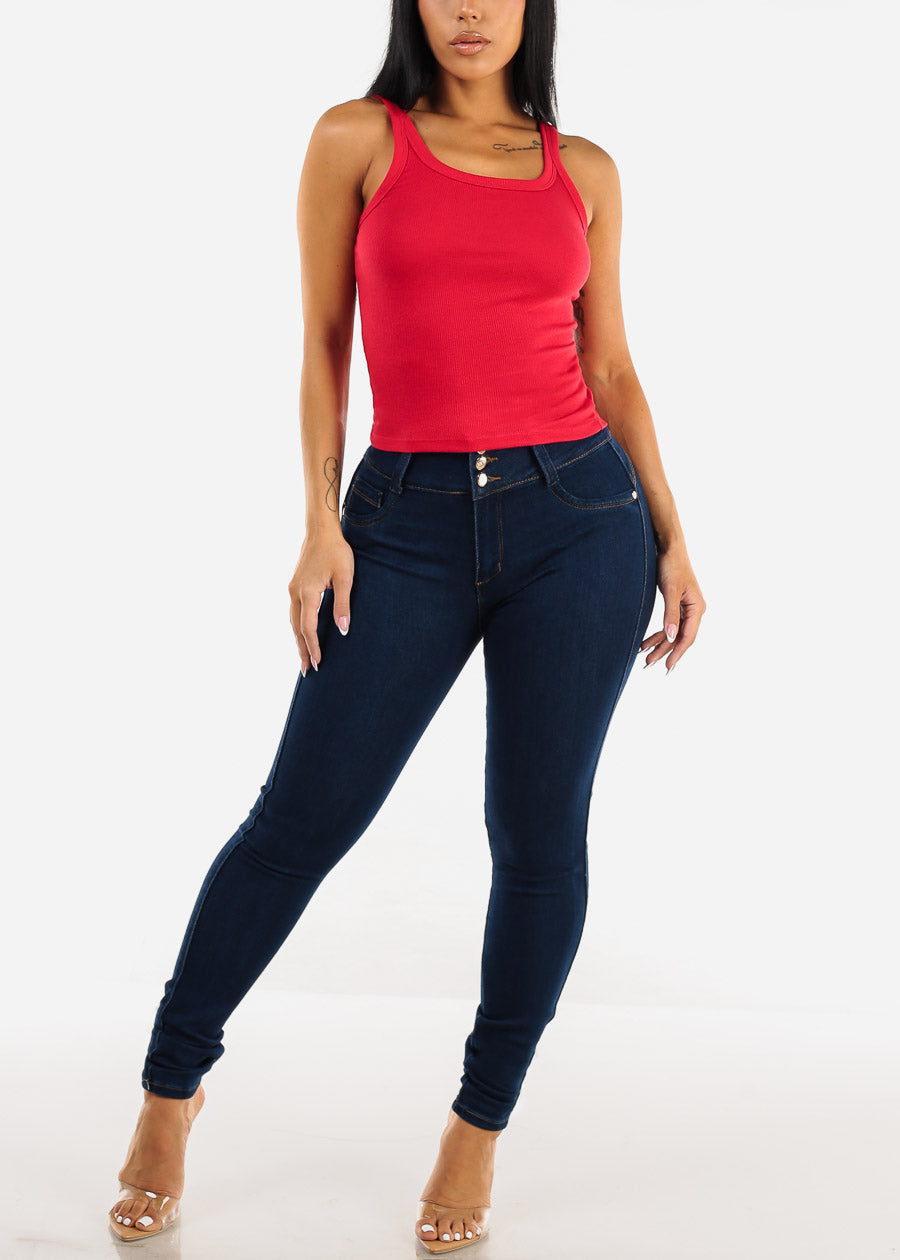 Butt Lift Super High Waist Skinny Jeans Dark Navy