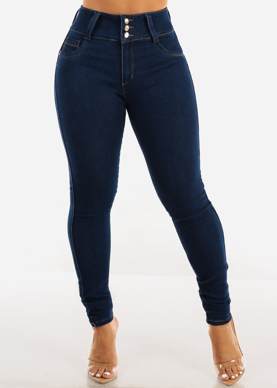 Butt Lift Super High Waist Skinny Jeans Dark Navy