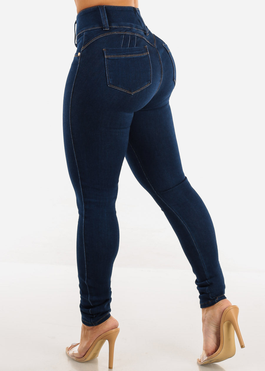 Butt Lift Super High Waist Skinny Jeans Dark Navy