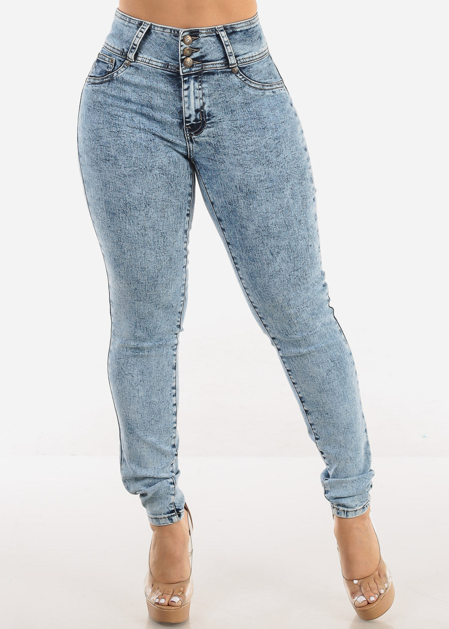 MX JEANS Butt Lift High Waist Acid Wash Skinny Jeans