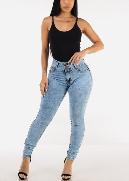 MX JEANS Butt Lift High Waist Acid Wash Skinny Jeans