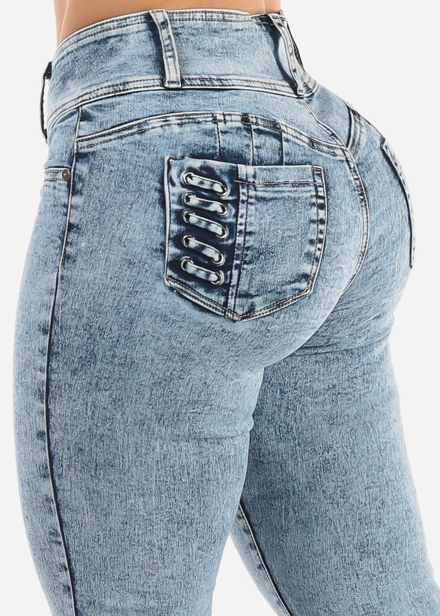 MX JEANS Butt Lift High Waist Acid Wash Skinny Jeans