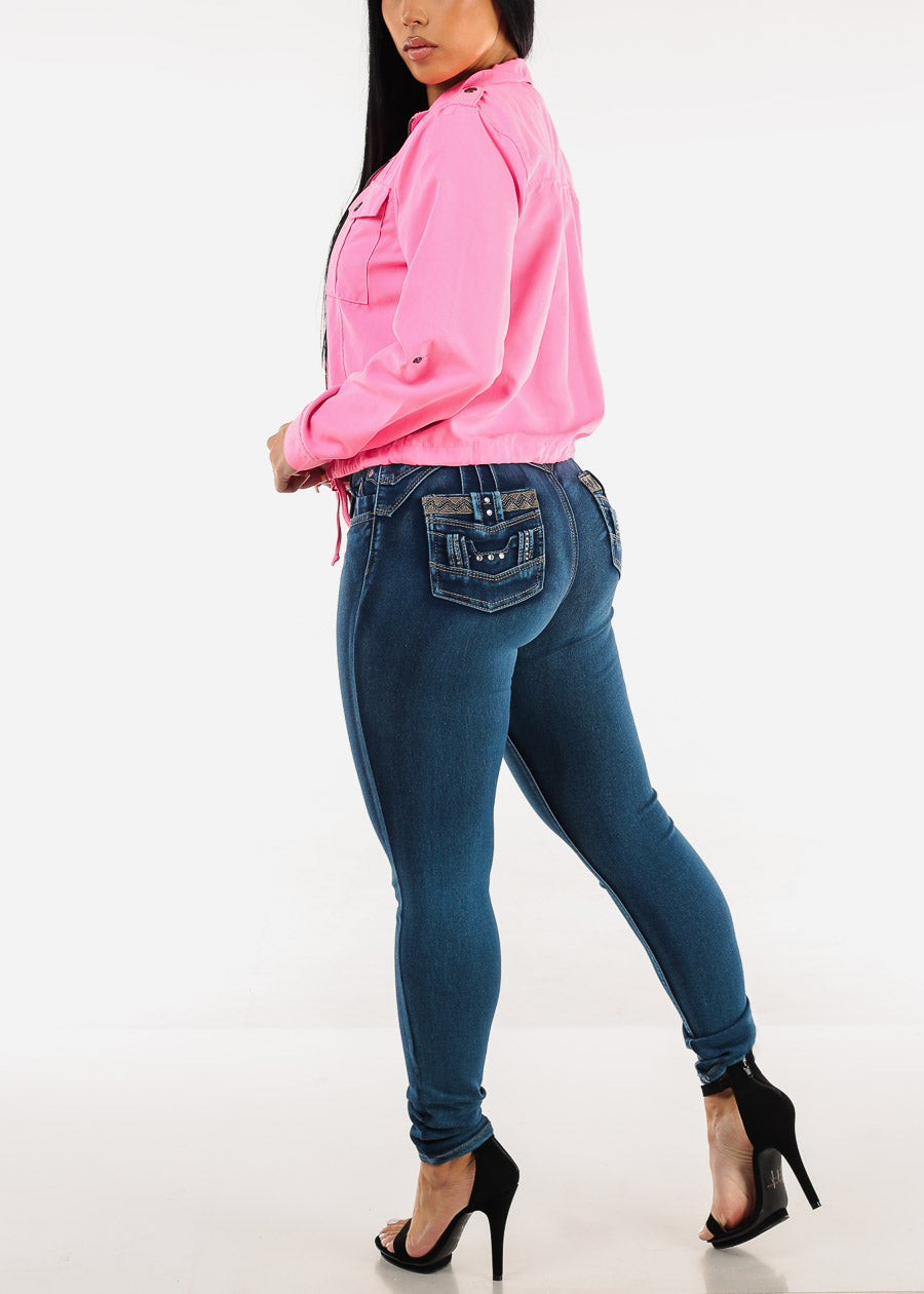 Butt Lift Super High Waist Skinny Jeans w Back Pocket Design, view 6 of 6