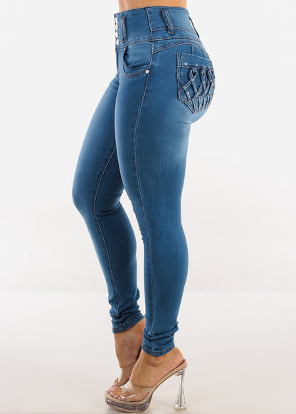 Butt Lift High Waist Stretch Skinny Jeans Indigo