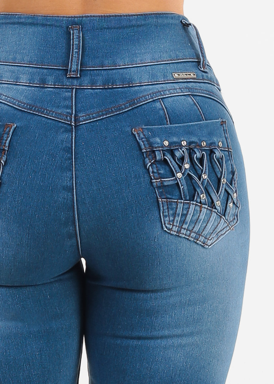 Butt Lift High Waist Stretch Skinny Jeans Indigo