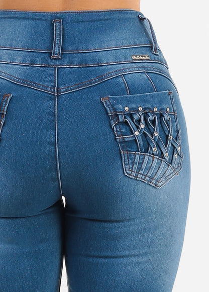 Butt Lift High Waist Stretch Skinny Jeans Indigo