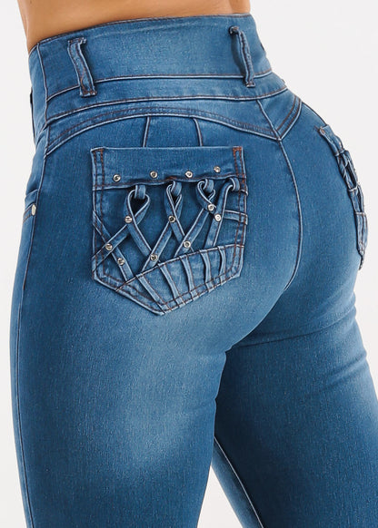 Butt Lift High Waist Stretch Skinny Jeans Indigo