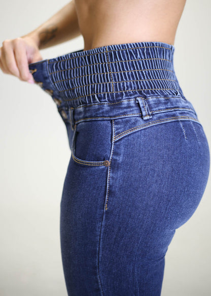 MX JEANS Spandex Waist Butt Lifting Dark Blue Skinny Jeans