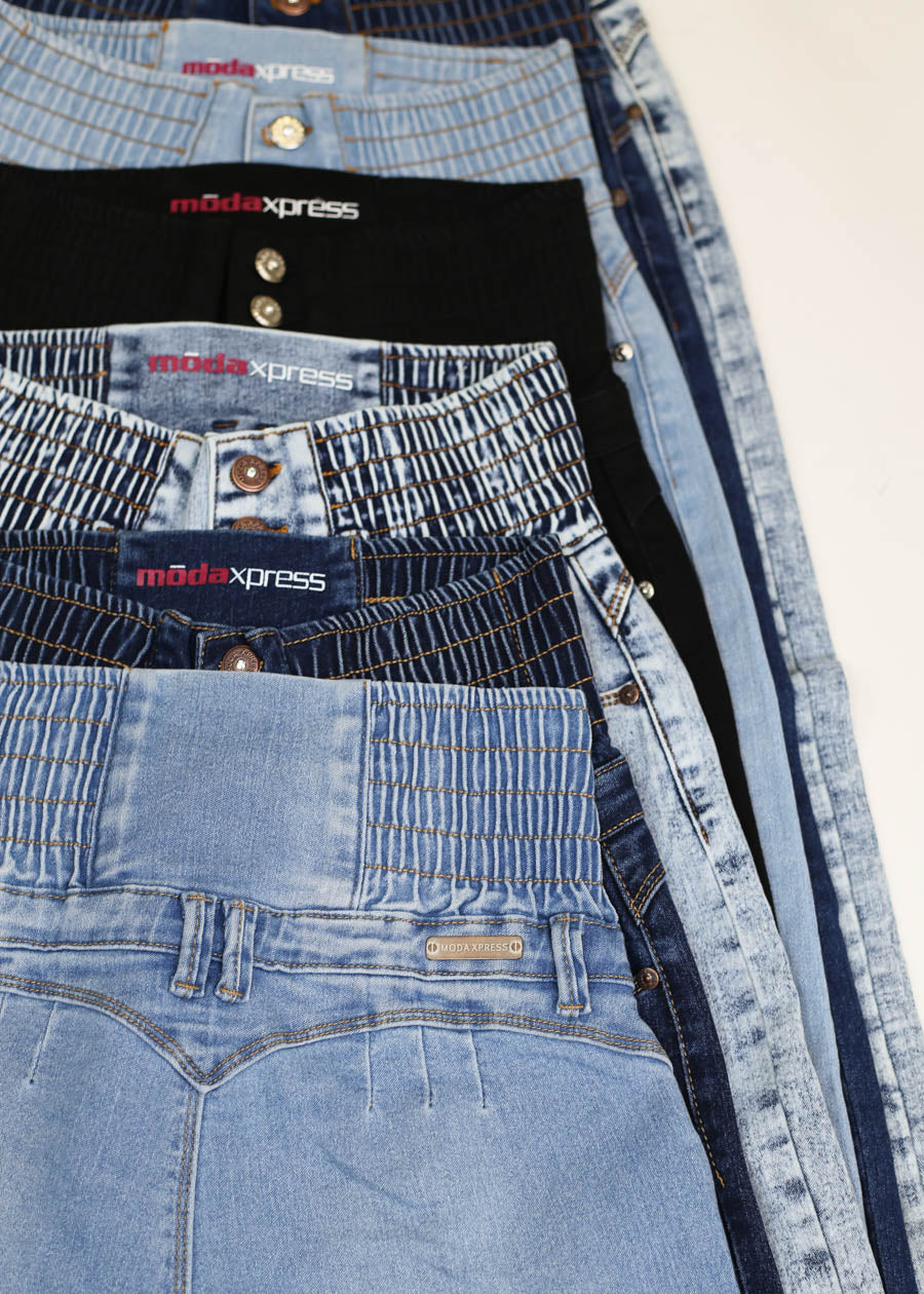 MX JEANS Spandex Waist Butt Lifting Dark Blue Skinny Jeans