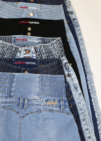 MX JEANS Spandex Waist Butt Lifting Dark Blue Skinny Jeans