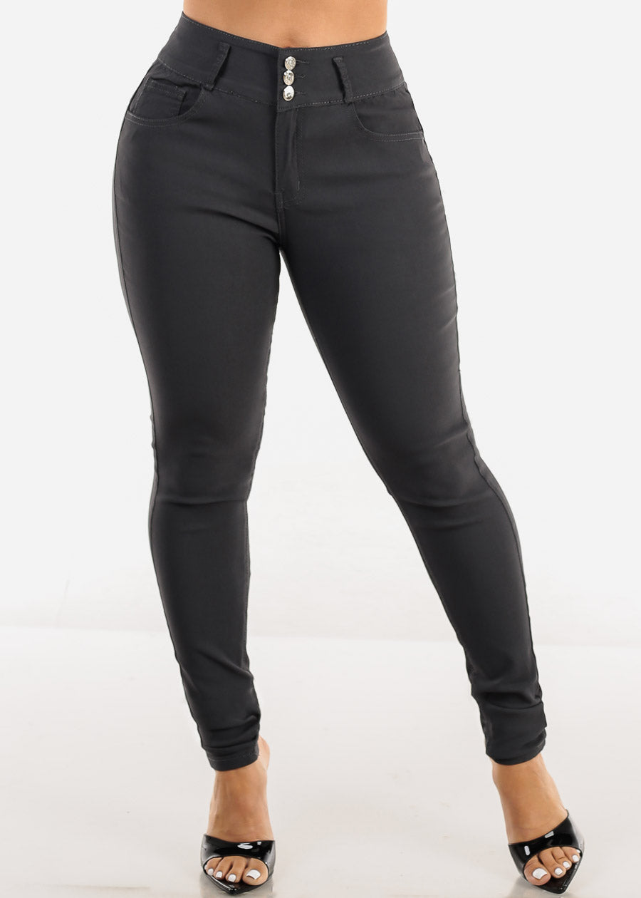 MX JEANS High Waist Butt Lift Levanta Cola Grey Jeggings